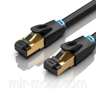 Патч-корд Vention CAT 8 SFTP Ethernet, 5 m, Black, rj-45 — rj-45, 8 жил (IKABJ). Бородянка. фото 1 Патч-корд Vention CAT 8 SFTP Ethernet, 5 m, Black, rj-45 — rj-45, 8 жил (IKABJ). Бородянка. фото 1