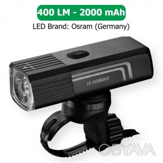 Велофара мощная LEADBIKE LD88-OSRAM 400LM, 2000mAh,waterproof, children lock, Li