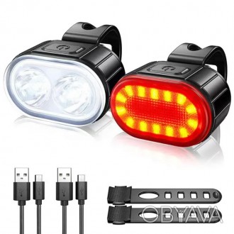 Велокомплект ZH-078-2LED фонарь + STOP-14SMD, waterproof, Li-Ion аккум., ЗУ Type