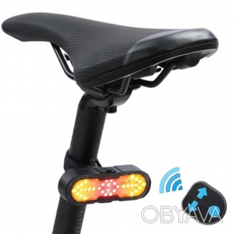 Велофонарь CYGM-2229 STOP (red+yellow) с сигналом, Li-Ion аккумулятор, повороты,