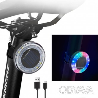 Велофонарь HYD-085-SMD(RGB), солнечная батарея, Waterproof, Li-Ion аккумулятор,
