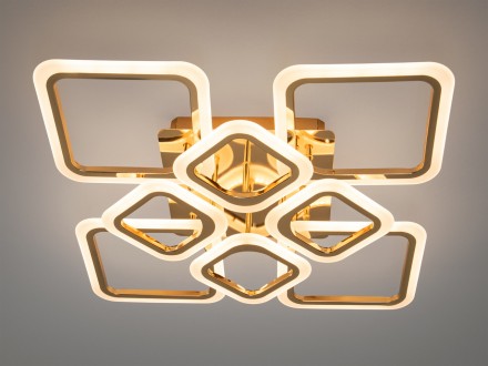 Потолочная LED люстра в спальню с пультом, золото, 105W на 15м2 HA8060-4+4GDIM-L. Одесса. фото 1 Потолочная LED люстра в спальню с пультом, золото, 105W на 15м2 HA8060-4+4GDIM-L. Одесса. фото 1