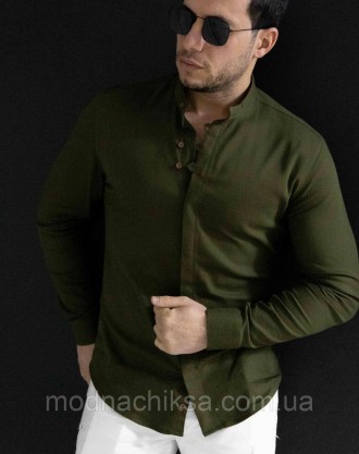 Сорочка під кольоровий джинс кольору хакі з дизайнерським коміром L XL XXL 18-91. Николаев. фото 1 Сорочка під кольоровий джинс кольору хакі з дизайнерським коміром L XL XXL 18-91. Николаев. фото 1