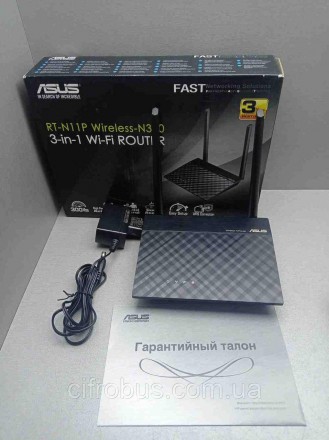 Мережеве обладнання Wi-Fi та Bluetooth Б/У Asus RT-N11P. Київ. фото 1