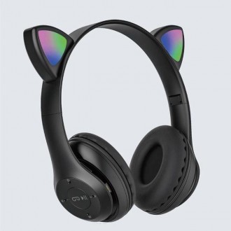 Наушники Bluetooth УШКИ CATear LED беспроводные RGB 360 мАч Чёрные P47M-Black. Одесса. фото 1 Наушники Bluetooth УШКИ CATear LED беспроводные RGB 360 мАч Чёрные P47M-Black. Одесса. фото 1