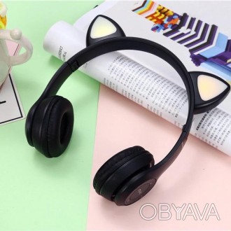 Наушники Bluetooth УШКИ CATear LED беспроводные RGB черные