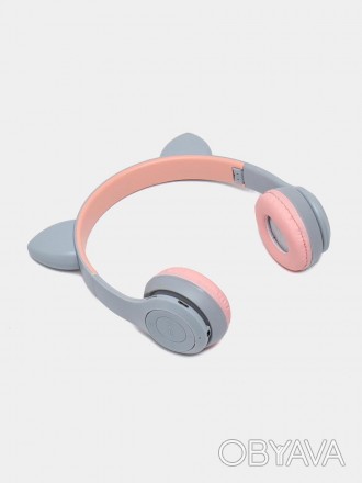 Наушники Bluetooth УШКИ CATear LED беспроводные RGB серые