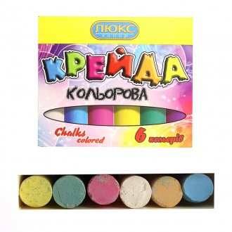 Крейда кольорова для асфальта КРУ-6 ЛЮКС КОЛОР кругла 6 кольорів 6 шт. Кропивницкий. фото 1 Крейда кольорова для асфальта КРУ-6 ЛЮКС КОЛОР кругла 6 кольорів 6 шт. Кропивницкий. фото 1