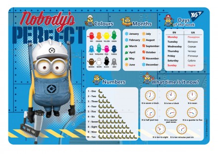 Подкладка для стола с подсказками А3 YES Minions 491485. Киев. фото 1 Подкладка для стола с подсказками А3 YES Minions 491485. Киев. фото 1