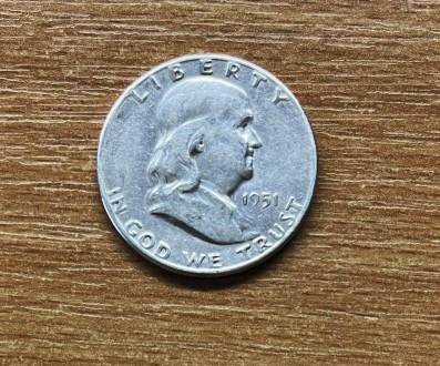 США ½ доллара (50 центов), 1951 (S) Ben Franklin Half Dollar, Ag 0.900. Хмельницький. фото 1 США ½ доллара (50 центов), 1951 (S) Ben Franklin Half Dollar, Ag 0.900. Хмельницький. фото 1