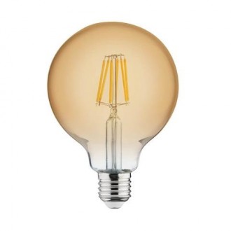 Лампа винтажная светодиодная (ретро) "RUSTIC GLOBE-6" 6W Filament led 2200К E2. Кривой Рог. фото 1 Лампа винтажная светодиодная (ретро) "RUSTIC GLOBE-6" 6W Filament led 2200К E2. Кривой Рог. фото 1
