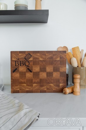 Торцевая разделочная дубовая доска 30х40 с инкрустацией. Board