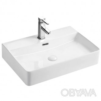 Умывальник накладной керамический Mixxus Premium Quadro-0202 с переливом 600x420