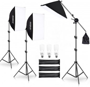 Фотокомплект Andoer Softbox з 3 софтбоксами 50 x 70 см, 3 світлодіодними лампами. Івано-Франківськ. фото 1 Фотокомплект Andoer Softbox з 3 софтбоксами 50 x 70 см, 3 світлодіодними лампами. Івано-Франківськ. фото 1