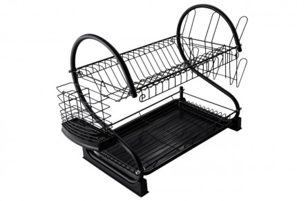 Сушилка для посуды Kamille 550 x 245 x 380 мм черная (0762C). Сумы. фото 1 Сушилка для посуды Kamille 550 x 245 x 380 мм черная (0762C). Сумы. фото 1