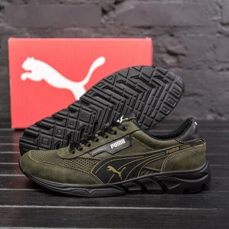 Кросівки літні Puma натуральна шкіра - вставка сітка колір: олива. Київ. фото 1 Кросівки літні Puma натуральна шкіра - вставка сітка колір: олива. Київ. фото 1