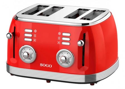 Тостер SOGO Retro SS-5465 1500 Вт червоний. Київ. фото 1 Тостер SOGO Retro SS-5465 1500 Вт червоний. Київ. фото 1