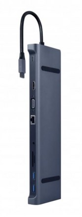 Док-станція Cablexpert USB-C 10-в-1 (A-CM-COMBO10-01) USB-хаб + HDMI/VGA/PD/карт. Харків. фото 1 Док-станція Cablexpert USB-C 10-в-1 (A-CM-COMBO10-01) USB-хаб + HDMI/VGA/PD/карт. Харків. фото 1