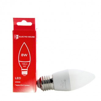 LED лампа С37 8Вт E27 4100К 720 Лм 180-260 В. Кривой Рог. фото 1 LED лампа С37 8Вт E27 4100К 720 Лм 180-260 В. Кривой Рог. фото 1