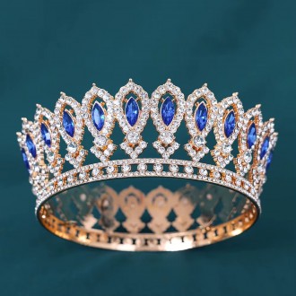 Корона диадема для торта Золотая с синими камнями 12 см №2. Харків. фото 1 Корона диадема для торта Золотая с синими камнями 12 см №2. Харків. фото 1