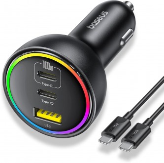 Автомобільний зарядний адаптер Baseus 152.5 W BSCC-ZX-CCL 2C+U з кабелем чорне. Київ. фото 1 Автомобільний зарядний адаптер Baseus 152.5 W BSCC-ZX-CCL 2C+U з кабелем чорне. Київ. фото 1