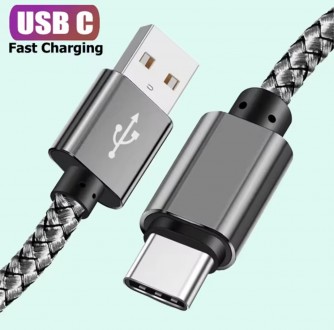 Зарядний кабель 1 метр (USB-A/Type-C) 2.4 А 480 Mbps сірий арт. 06408. Одеса. фото 1 Зарядний кабель 1 метр (USB-A/Type-C) 2.4 А 480 Mbps сірий арт. 06408. Одеса. фото 1