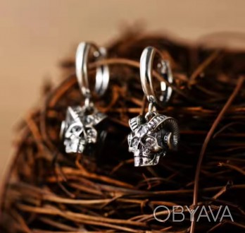 Серьги-подвески "Череп" арт. 06429
