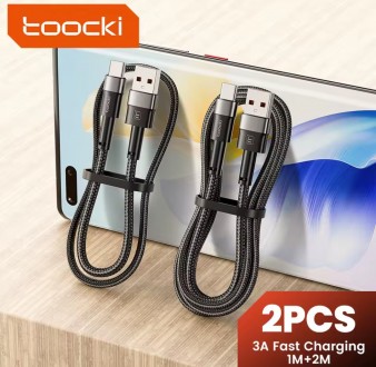 Зарядний кабель Toocki (2 шт. у комплекті, 1 м. і 2 м.) USB-A/type-C 3 А 480 Mbps колір — чорний арт. 06437. Одеса. фото 1 Зарядний кабель Toocki (2 шт. у комплекті, 1 м. і 2 м.) USB-A/type-C 3 А 480 Mbps колір — чорний арт. 06437. Одеса. фото 1