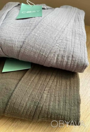 Халат чоловічий домашній мусліновий сірий Cosy Duna 2XL