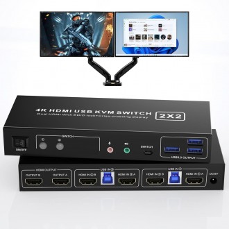 8K DP USB3.0 KVM switch 2x2 перемикач 2 монітора 2 комп'ютери 2 Displayport KVM-. Кропивницький. фото 1 8K DP USB3.0 KVM switch 2x2 перемикач 2 монітора 2 комп'ютери 2 Displayport KVM-. Кропивницький. фото 1