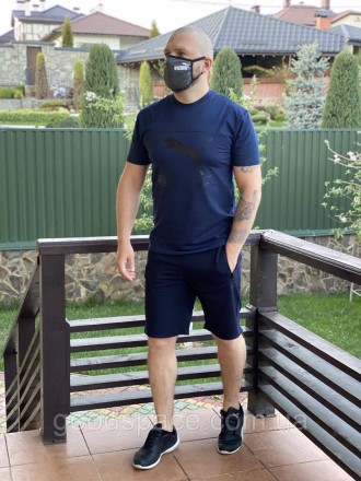 Синий мужской спортивный костюм лето. Спортивные мужские шорты + футболка. Летни. Дніпро. фото 1 Синий мужской спортивный костюм лето. Спортивные мужские шорты + футболка. Летни. Дніпро. фото 1