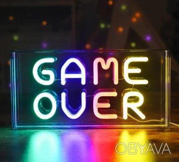 Неоновый светильник ночник GAME OVER 30*15 см