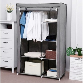 Тканинна шафа для речей Storage Wardrobe 88105 складаний гардероб 2 секції, 105 х 45 х 170 см Сірий. Одеса. фото 1 Тканинна шафа для речей Storage Wardrobe 88105 складаний гардероб 2 секції, 105 х 45 х 170 см Сірий. Одеса. фото 1