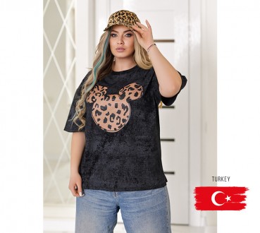 Модная футболка тай-дай с принтом "LeoMouse" (Турция) | Батал. Киев. фото 1