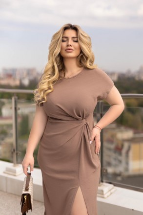 Платье миди с разрезом на ноге "Paloma" | Норма и батал 42-44, Капучино. Киев. фото 1 Платье миди с разрезом на ноге "Paloma" | Норма и батал 42-44, Капучино. Киев. фото 1