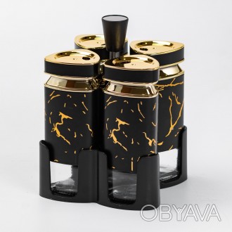 Набор для специй на подставке 4 баночки по 120 мл для приправ HP1354
