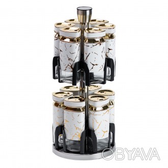 Набор для специй на подставке карусель12 баночек по 120 мл HP1333