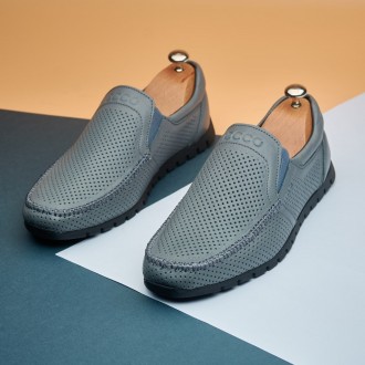 Летние кожаные мокасины с перфорацией Ecco Grey Leather. Киев. фото 1 Летние кожаные мокасины с перфорацией Ecco Grey Leather. Киев. фото 1