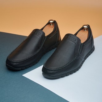 Летние кожаные мокасины с перфорацией Ecco Black Leather. Киев. фото 1 Летние кожаные мокасины с перфорацией Ecco Black Leather. Киев. фото 1