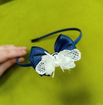 Обруч на голову ручної роботи синій бантик. Хмельницкий. фото 1 Обруч на голову ручної роботи синій бантик. Хмельницкий. фото 1