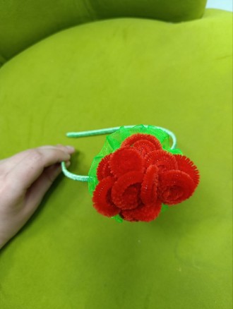 Обруч на голову ручної роботи червона роза. Хмельницкий. фото 1 Обруч на голову ручної роботи червона роза. Хмельницкий. фото 1