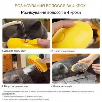 Парова щітка масажер спрей 3в1 PET SPRAY MASSAGE BRUSH для вичісування собак і кішок із паровим розпилювачем. . фото 6 Парова щітка-масажер Спрей 3 в 1 PET SPRAY MASSAGE BRUSH: Ідеальний догляд за ва. . фото 6