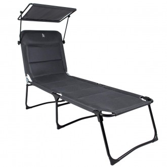 Кровать раскладная Bo-Camp Sun Lounger With Sunscreen 5 Positions Grey (1304492). Кременчук. фото 1 Кровать раскладная Bo-Camp Sun Lounger With Sunscreen 5 Positions Grey (1304492). Кременчук. фото 1