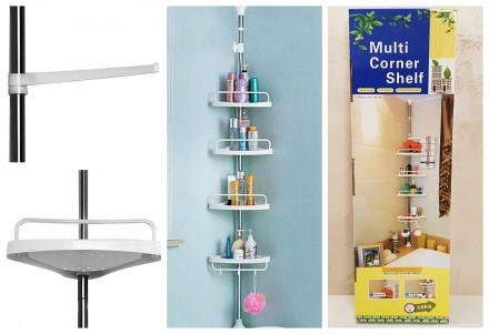 Полиця для ванної кімнати Aidesen Multi Corner ADS-188, кутова, телескопічна етажерка. . фото 3 Опис:
Багатомісна кутова полиця для ванної кімнати Aidesen ADS-188 Multi Corner . . фото 3