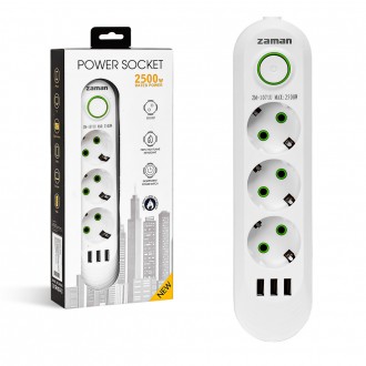 Удлинитель Stenson 3 м 2500W (3 розетки, 3USB, с выключателем) 29*13*4.5 см Без . Одеса. фото 1 Удлинитель Stenson 3 м 2500W (3 розетки, 3USB, с выключателем) 29*13*4.5 см Без . Одеса. фото 1