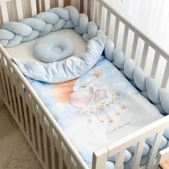 Комплект для новонародженого із захистом та ковдрою Sweet Dream блакитний Ведмед. Харьков. фото 1 Комплект для новонародженого із захистом та ковдрою Sweet Dream блакитний Ведмед. Харьков. фото 1