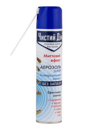 Аэрозоль Чистый Дом 550 мл без запаха от тараканов, клопов, мух, ос, моли, мурав. Харків. фото 1 Аэрозоль Чистый Дом 550 мл без запаха от тараканов, клопов, мух, ос, моли, мурав. Харків. фото 1