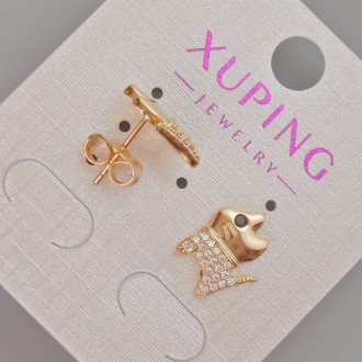 Серьги пусеты Xuping "Котик" с белыми стразами d-12х10мм+- Позолота 18К. Одесса. фото 1 Серьги пусеты Xuping "Котик" с белыми стразами d-12х10мм+- Позолота 18К. Одесса. фото 1