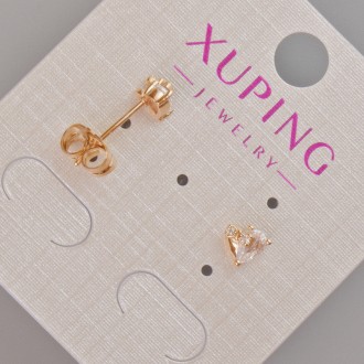 Серьги пусеты Xuping "Сердце" с белым кристаллом d-6х6,5мм+- Позолота 18К. Одесса. фото 1 Серьги пусеты Xuping "Сердце" с белым кристаллом d-6х6,5мм+- Позолота 18К. Одесса. фото 1