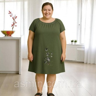 Женское летнее штапельное платье с вышивкой, Турция, хаки, р. XL 54 Merve Moda 2. Запоріжжя. фото 1 Женское летнее штапельное платье с вышивкой, Турция, хаки, р. XL 54 Merve Moda 2. Запоріжжя. фото 1
